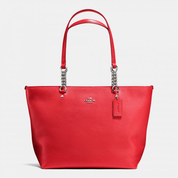 New Leather Coach Sophia Tote In Pebble Leather | Women - Click Image to Close